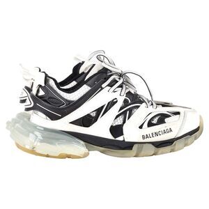 Balenciaga Track Clear Sole Sneakers in White and Black Polyurethane